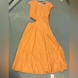 Light orange summer dress cutout on side